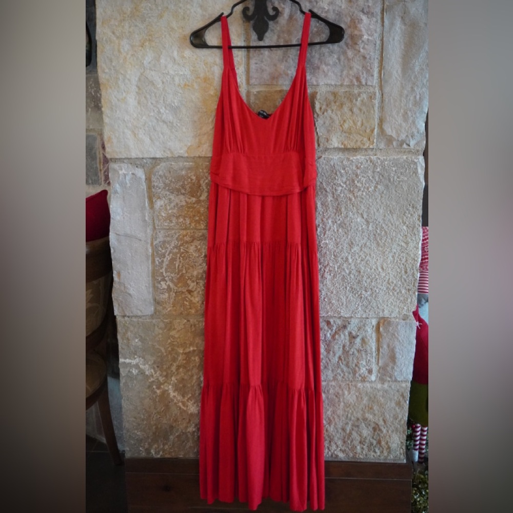 Boston Proper Vibrant Red Maxi Dress